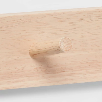 Wood 4 Hooks Rail Natural - Brightroom™ 2 Wood 4 Hooks Rail Natural - Brightroom™ - Image 2