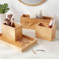 11.25" X 7" X 4.5" Modular Bamboo Vanity Organizer With Magnetic Strip - Brightroomâ„¢