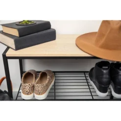 3 Tier Shoe Rack Black Metal With Natural Wood - Brightroom™ -Brightroom Deals Store GUEST 25c02cd7 83d7 43ab b1c5 e81b1f1b8427