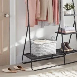 New Release 1 Large Woven Rectangular Storage Basket Gray/White - Brightroomâ„¢