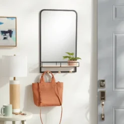 Metal Entryway Organizer With Mirror Large Natural - Brightroomâ„¢