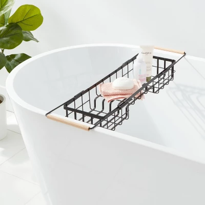 Metal Bathtub Caddy With Wood Handles - Brightroom™ 1 Metal Bathtub Caddy With Wood Handles - Brightroom™
